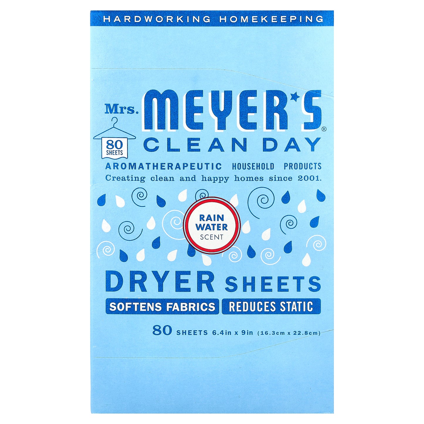 Mrs. Meyers Clean Day, Dryer Sheets, Rain Water , 80 Sheets