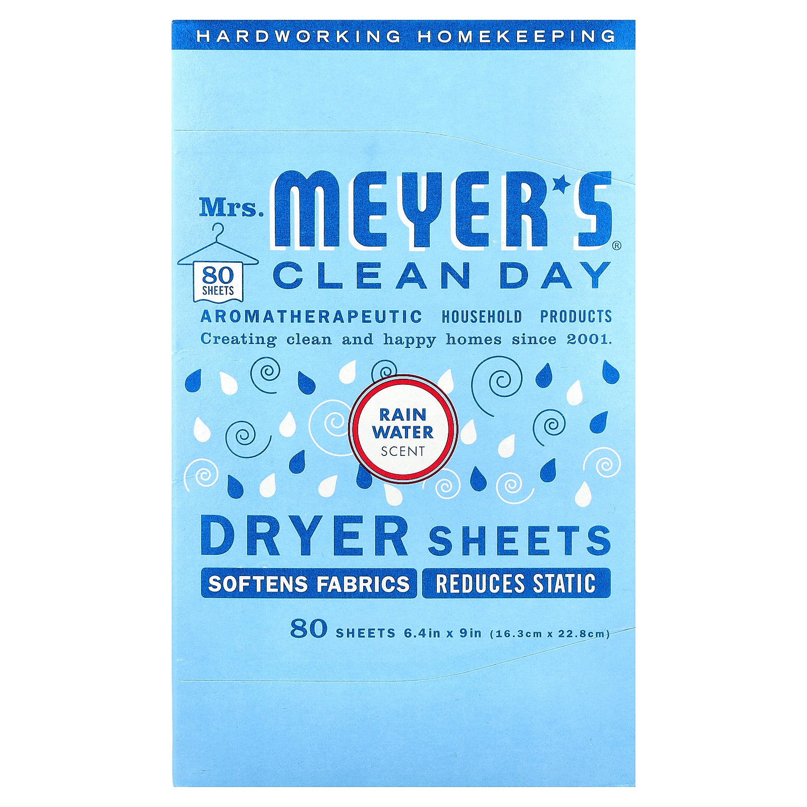 Mrs. Meyers Clean Day, Dryer Sheets, Rain Water , 80 Sheets