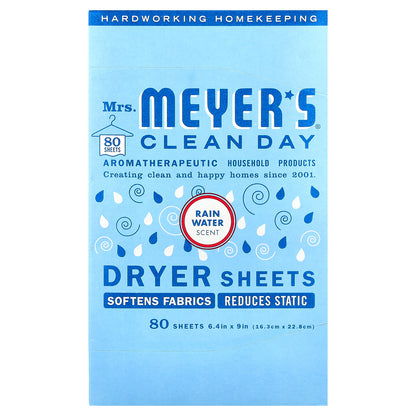 Mrs. Meyers Clean Day, Dryer Sheets, Rain Water , 80 Sheets