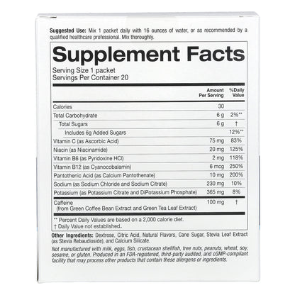 Lake Avenue Nutrition, Energy Powder Drink Mix with Potassium, Sodium, Caffeine, and Vitamin C, Lemon Ginger, 20 Packets, 0.41 oz (11.6 g) Each