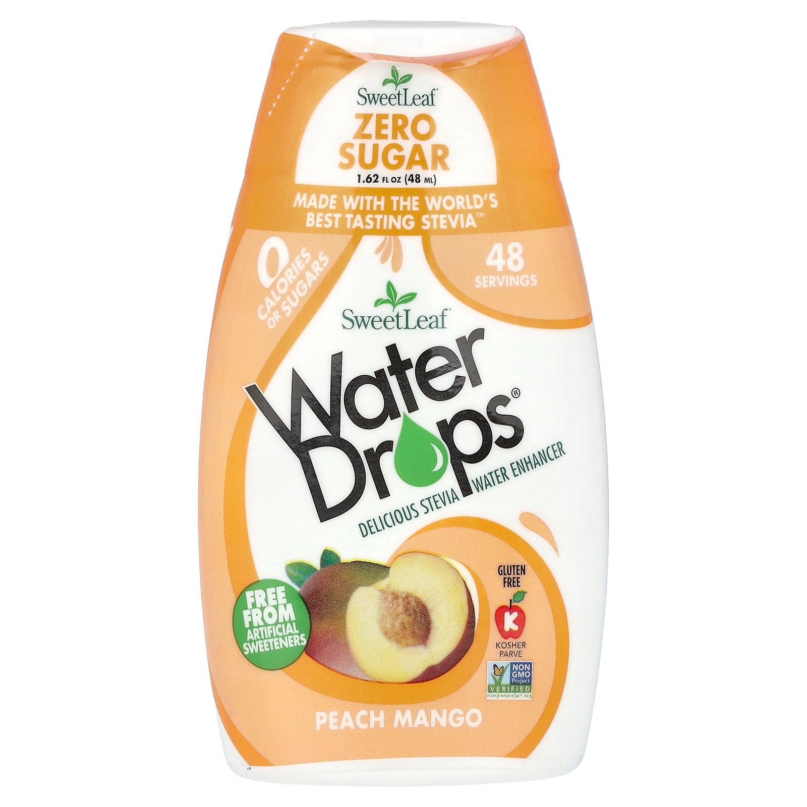 SweetLeaf Stevia, Water Drops®, Delicious Stevia Water Enhancer, Peach Mango, 1.62 fl oz (48 ml)