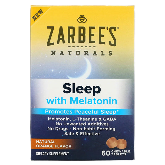 Zarbee's, Sleep with Melatonin, Natural Orange, 60 Chewable Tablets