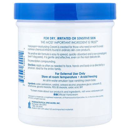 Vanicream, Moisturizing Cream, For Sensitive Skin, Fragrance Free, 1 lb (453 g)