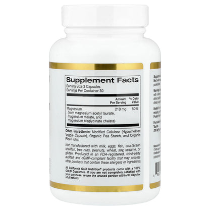 California Gold Nutrition, Triple Magnesium Complex, 70 mg , 90 Veggie Capsules
