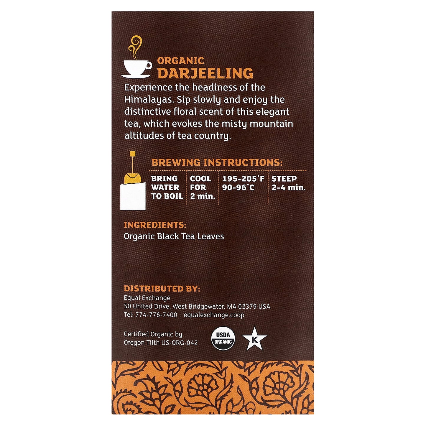 Equal Exchange, Organic Darjeeling, Black Tea, 20 Tea Bags, 1.41 oz (40 g)