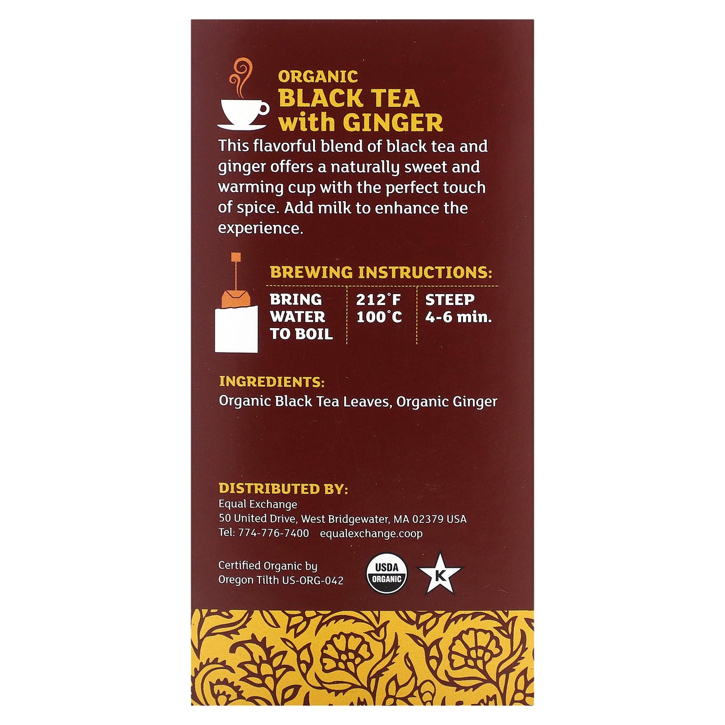 Equal Exchange, Organic Black Tea with Ginger, 20 Tea Bags, 1.41 oz (40 g)