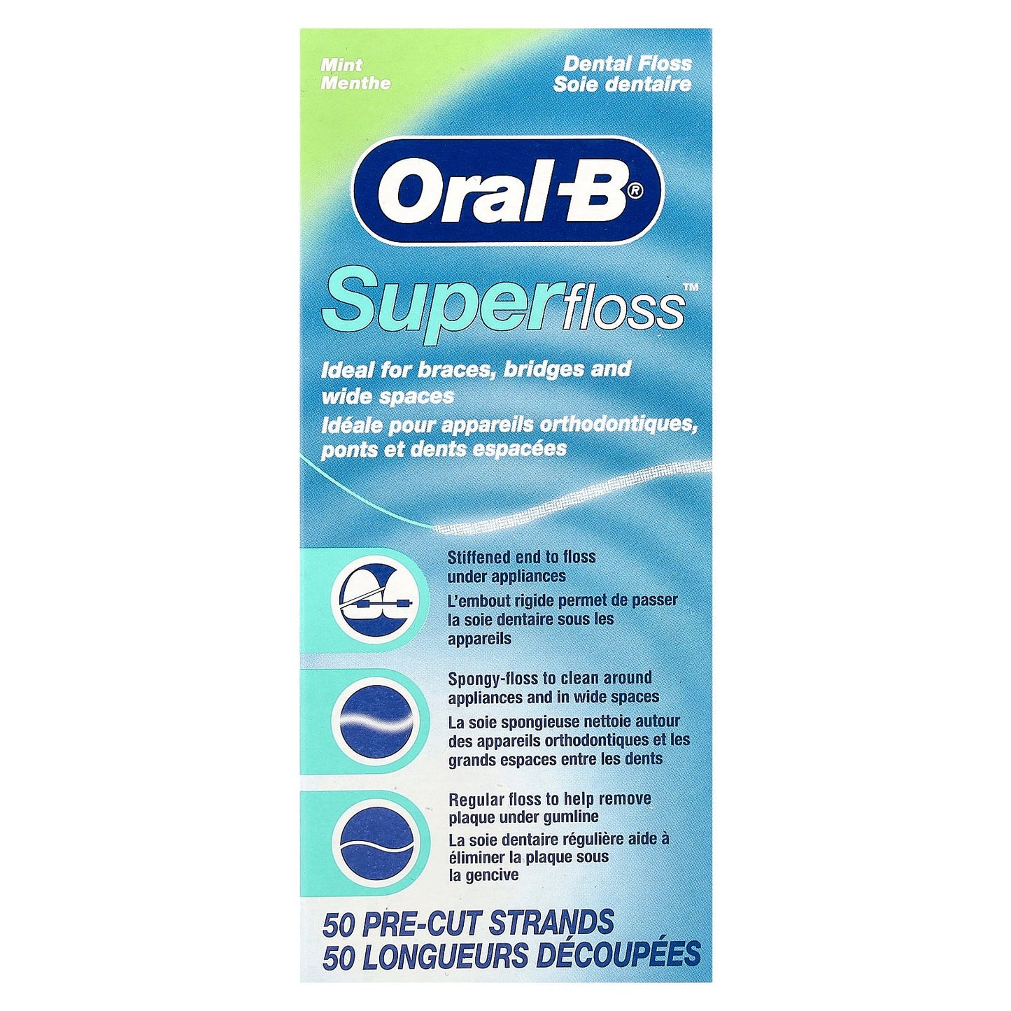 Oral-B, Super Floss™, Mint, 50 Pre-Cut Strands