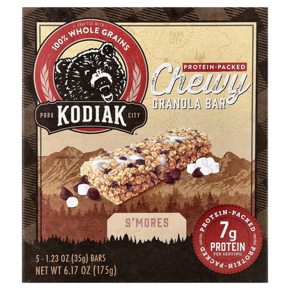 Kodiak Cakes, Chewy Granola Bars, S'mores, 5 Bars, 1.23 oz (35 g) Each