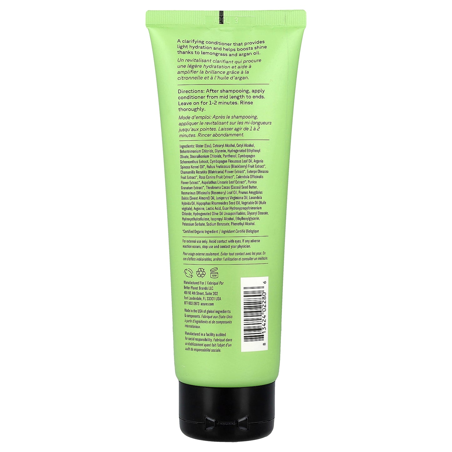 ACURE, Curiously Clarifying Conditioner, Lemongrass & Argan, 8 fl oz (236 ml)