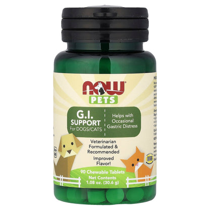 NOW Foods, Pets, GI Support, For Dogs/Cats, 90 Chewable Tablets, 1.08 oz (30.6 g)