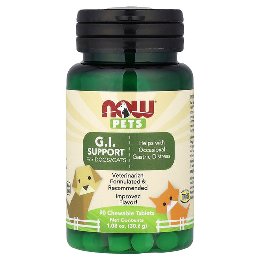 NOW Foods, Pets, GI Support, For Dogs/Cats, 90 Chewable Tablets, 1.08 oz (30.6 g)