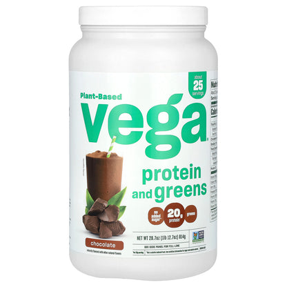 Vega, Plant-Based Protein and Greens, Chocolate, 1 lb 12.7 oz (814 g)