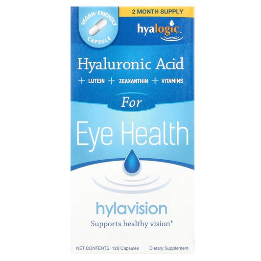 Hyalogic, Hylavision, Hyaluronic Acid + Lutein + Zeaxathin + Vitamins, 120 Capsules