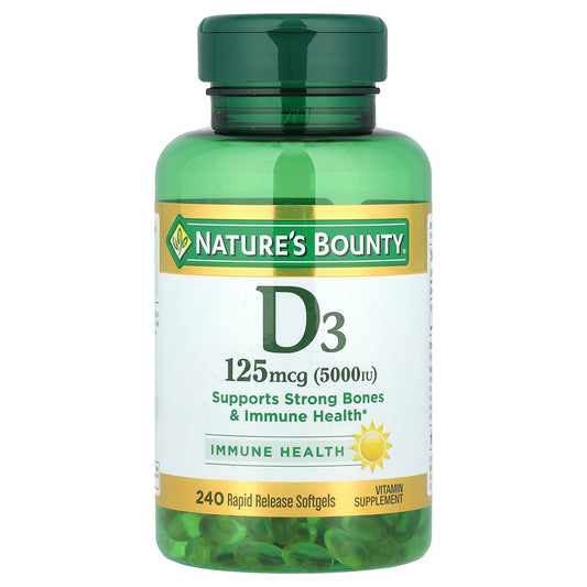 Nature's Bounty, Vitamin D3, 125 mcg (5,000 IU), 240 Rapid Release Softgels