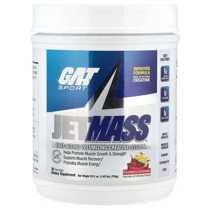 GAT, JetMASS®, Fast-Acting Volumizing Creatine System, Strawberry Lemonade, 1.65 lbs (750 g)