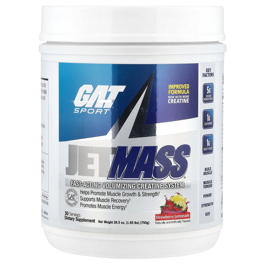 GAT, JetMASS®, Fast-Acting Volumizing Creatine System, Strawberry Lemonade, 1.65 lbs (750 g)