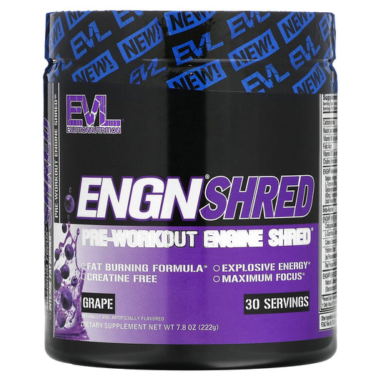 EVLution Nutrition, ENGN Shred, Pre-Workout Engine Shred, Grape, 7.8 oz (222 g)