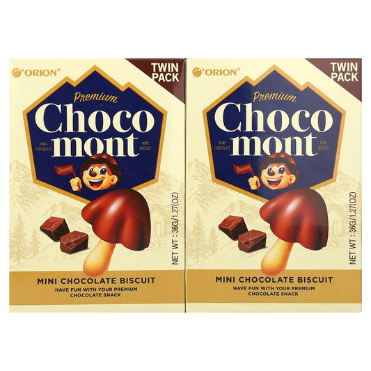 Orion, Premium Choco Mont, Mini Chocolate Biscuit, 2 Packs, 1.27 oz (36 g) Each