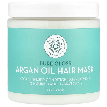 Pure Body Naturals, Argan Oil Hair Mask, Pure Gloss , 8 fl oz (240 ml)