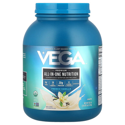 Vega, Organic Plant-Based Protein, Premium All-In-One Nutrition, French Vanilla , 3 lb 10.1 oz (1.6 kg)
