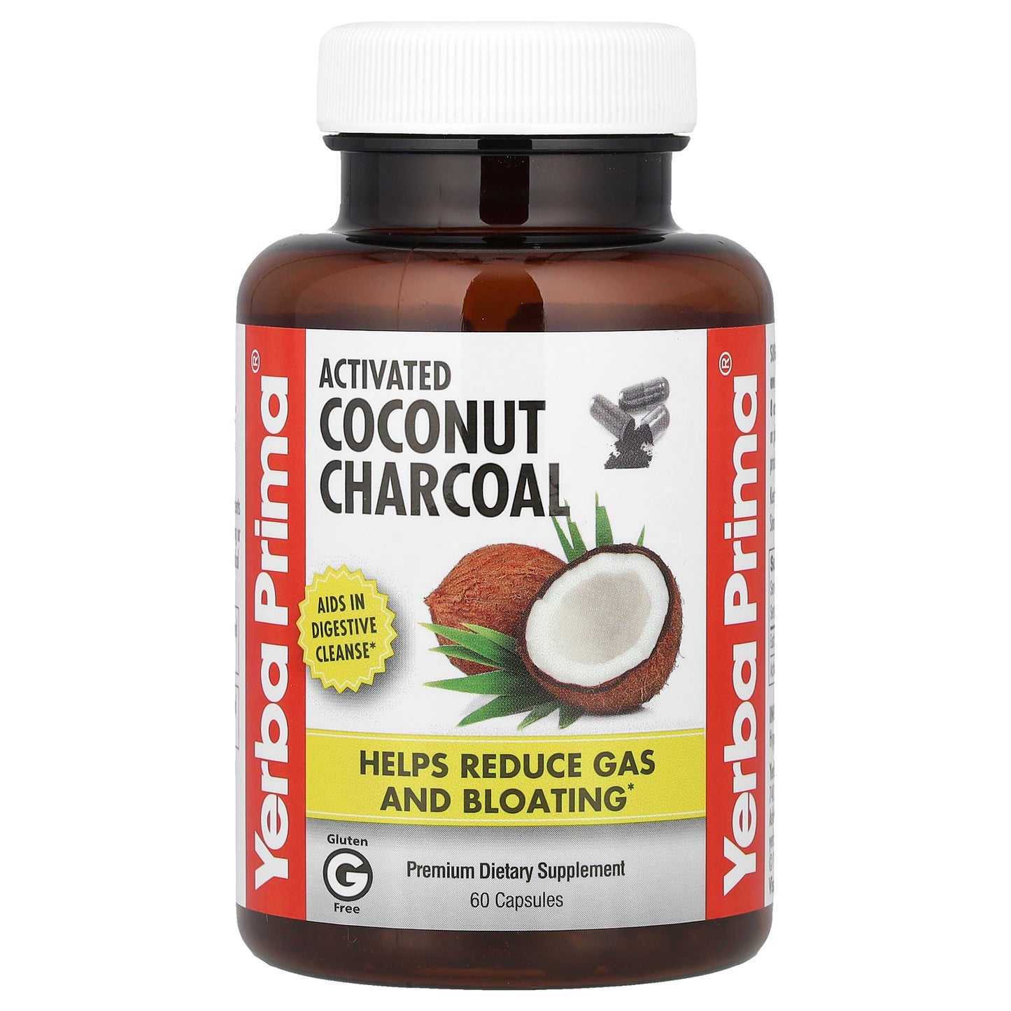 Yerba Prima, Activated Coconut Charcoal, 60 Capsules (130 mg per Capsule)