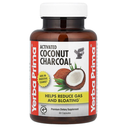 Yerba Prima, Activated Coconut Charcoal, 60 Capsules (130 mg per Capsule)