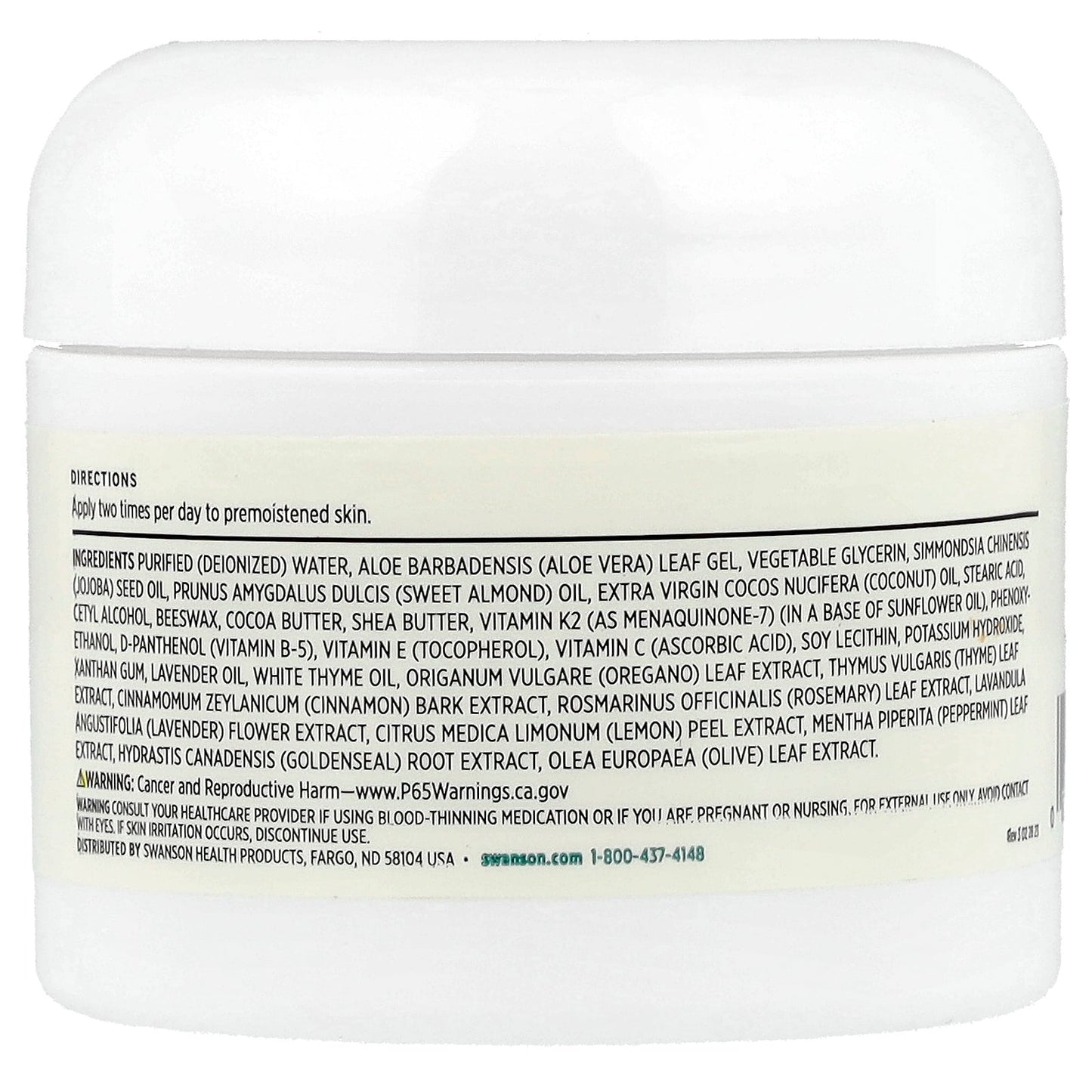 Swanson, Vitamin K Cream with Menaquinone-7, 2 fl oz (59 ml)