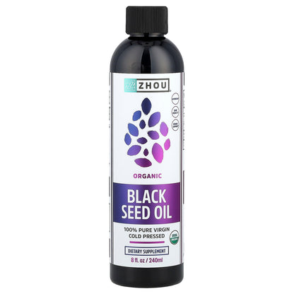 Zhou Nutrition, Organic Black Seed Oil, Cold Pressed, 8 fl oz (240 ml)