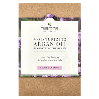 Tree To Tub, Moisturizing Argan Oil Shampoo & Conditioner Set, For Dry Hair, Relaxing Lavender, 2 Piece Set, 8.5 fl oz (250 ml) Each