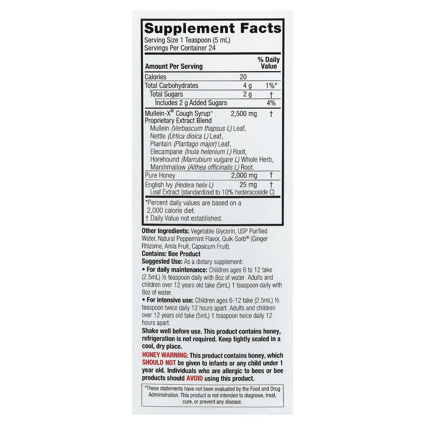 Nature's Answer, Natural Mullen-X Cough Syrup, Multi-System, 4 fl oz (120 ml)