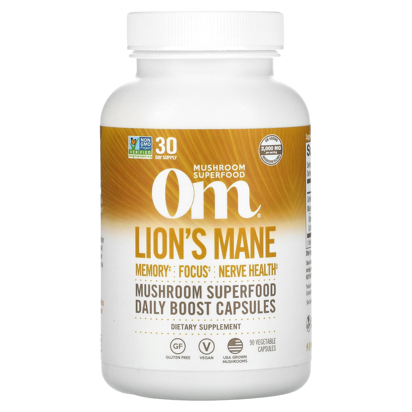 Om Mushrooms, Lions's Mane Mushroom Superfood, 2,000 mg, 90 Vegetable Capsules (667 mg per Capsule)