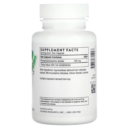 Thorne, Phosphatidylserine, 60 Capsules (100 mg per Capsule)