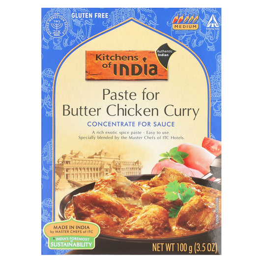 Kitchens of India, Paste For Butter Chicken Curry, Concentrate For Sauce, Medium, 3.5 oz (100 g)