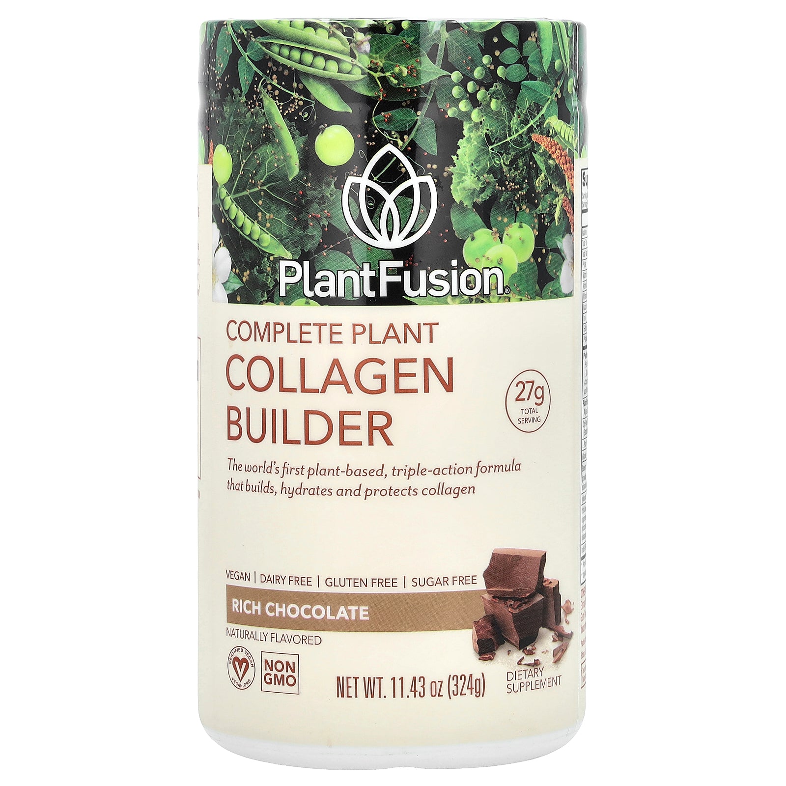 PlantFusion, Complete Plant Collagen Builder, Rich Chocolate, 11.43 oz (324 g)