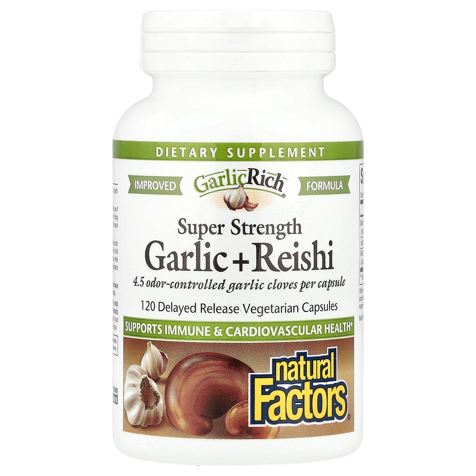 Natural Factors, GarlicRich®, Super Strength Garlic + Reishi, 120 Delayed Release Vegetarian Capsules