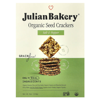 Julian Bakery, Organic Seed Crackers, Salt & Pepper, 4 oz (113 g)