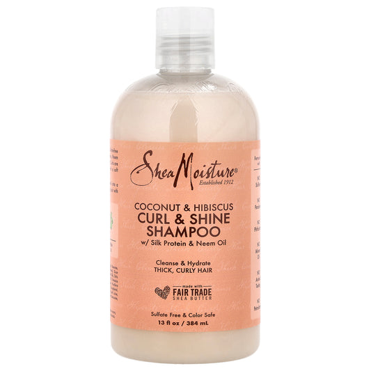 SheaMoisture, Curl & Shine Shampoo, Coconut & Hibiscus, Thick, Curly Hair, 13 fl oz (384 ml)