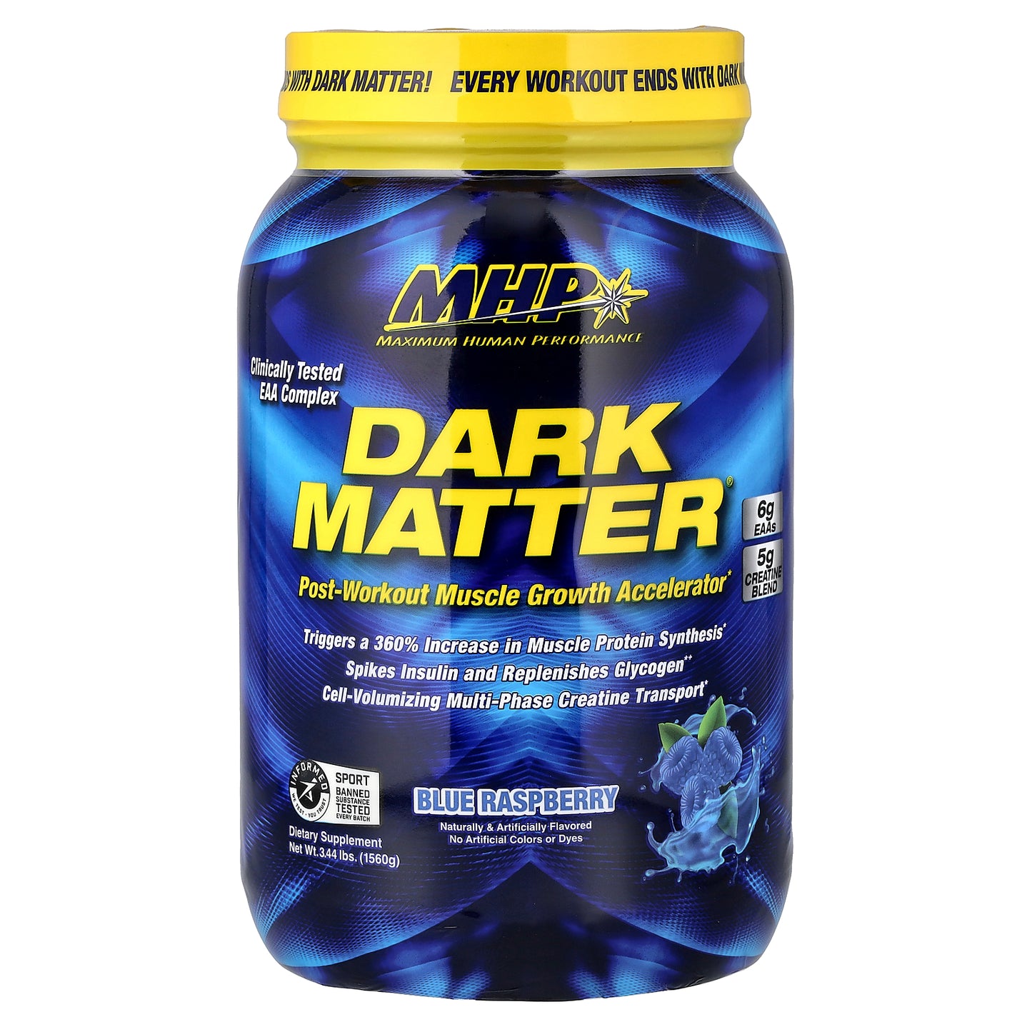 MHP, DARK MATTER®, Post-Workout Muscle Growth Accelerator, Blue Raspberry, 3.44 lbs (1,560 g)