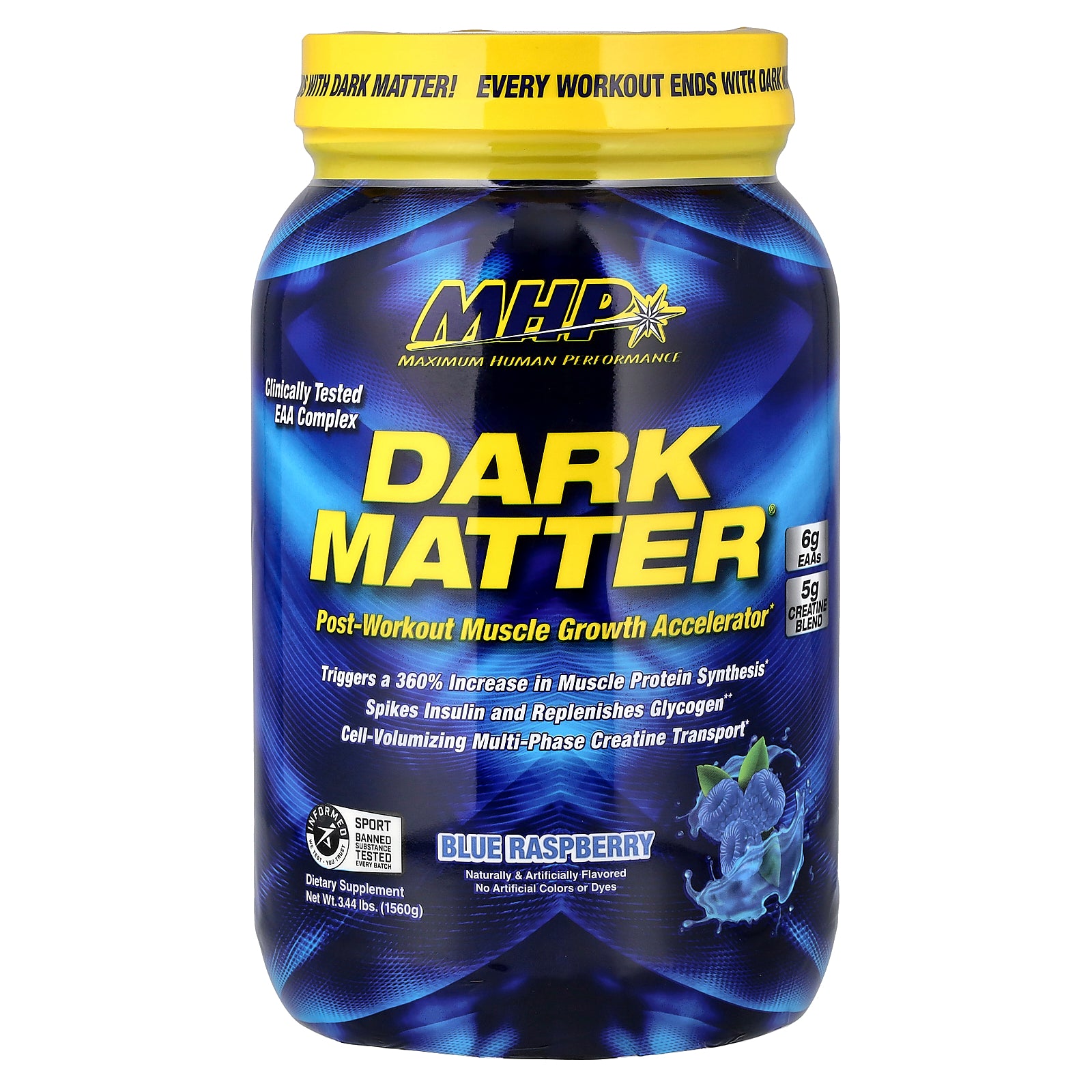 MHP, DARK MATTER®, Post-Workout Muscle Growth Accelerator, Blue Raspberry, 3.44 lbs (1,560 g)