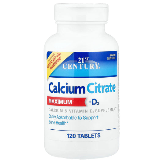 21st Century, Calcium Citrate Maximum + D3, 120 Tablets