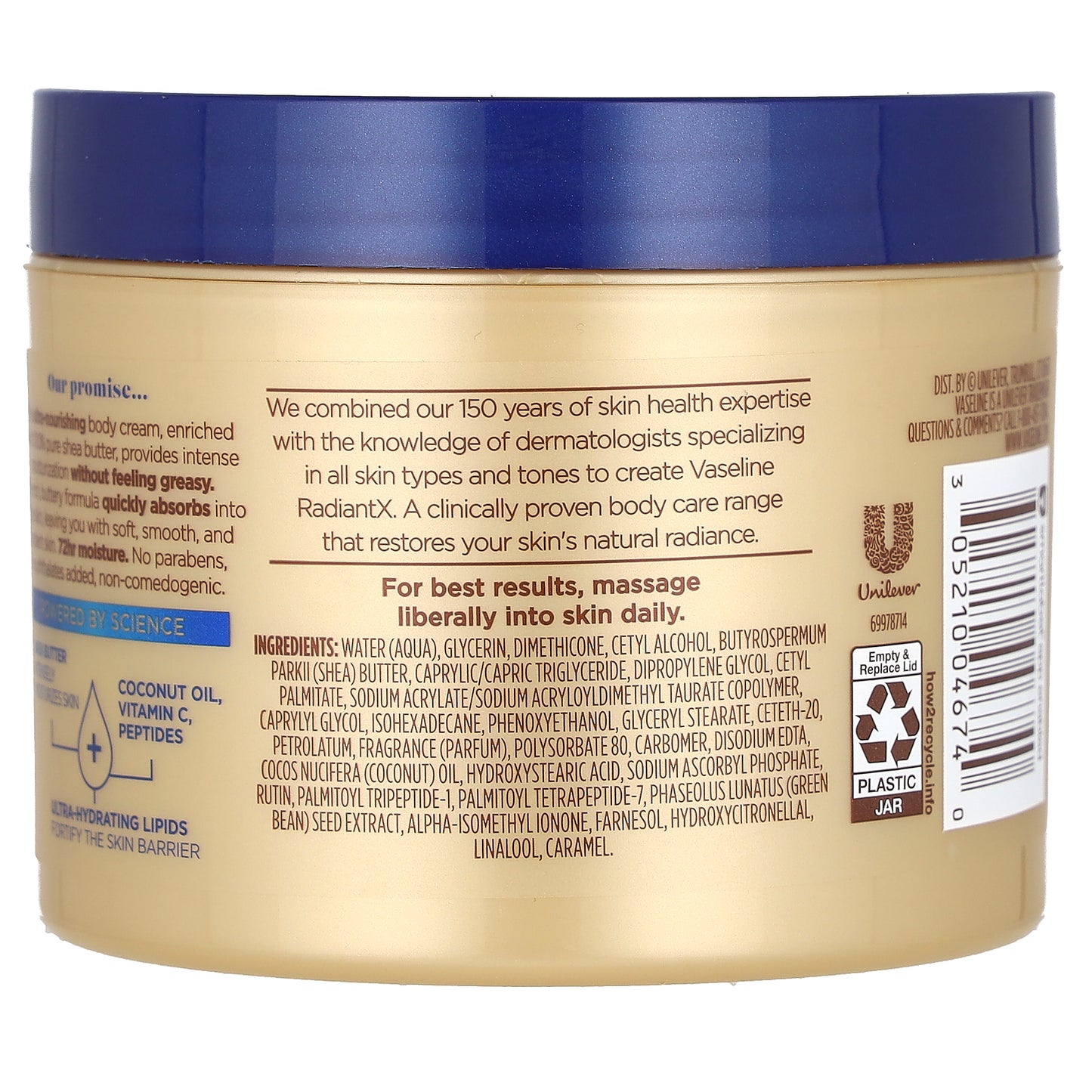 Vaseline, RadiantX, Deep Nourishment Body Cream, 10 oz (283 g)