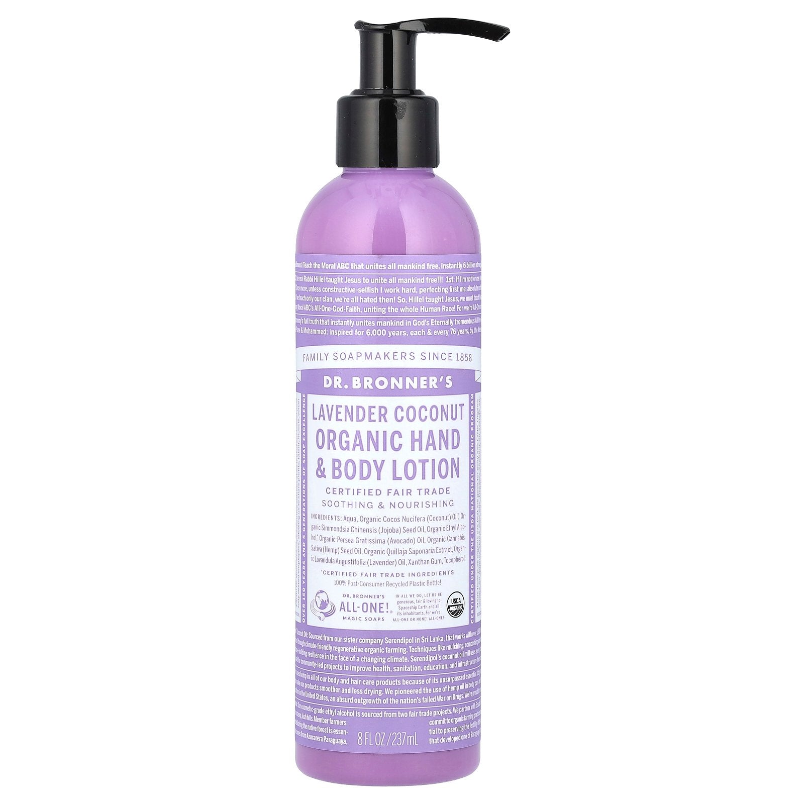 Dr. Bronner's, Organic Hand & Body Lotion, Lavender Coconut, 8 fl oz (237 ml)