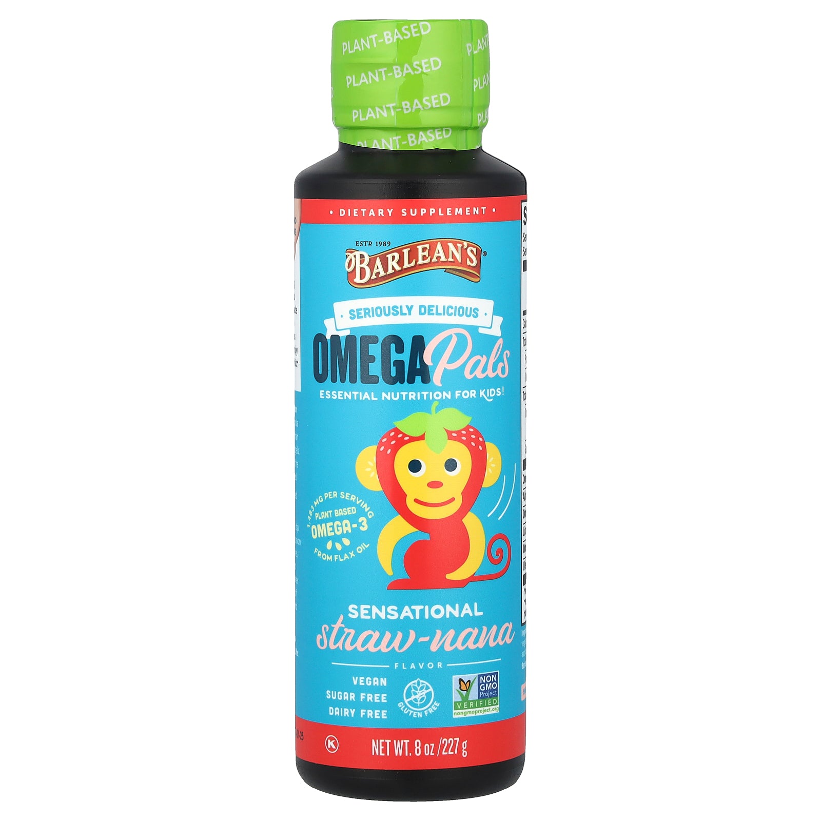 Barlean's, Omega Pals, Essential Nutrition For Kids, Sensational Straw-Nana, 8 oz (227 g)