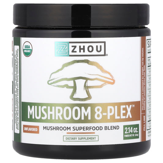 Zhou Nutrition, Mushroom 8-Plex™ Powder, Unflavored, 2.14 oz (60 g)