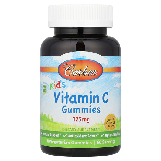 Carlson, Kid's, Vitamin C Gummies, Natural Orange, 125 mg, 60 Vegetarian Gummies