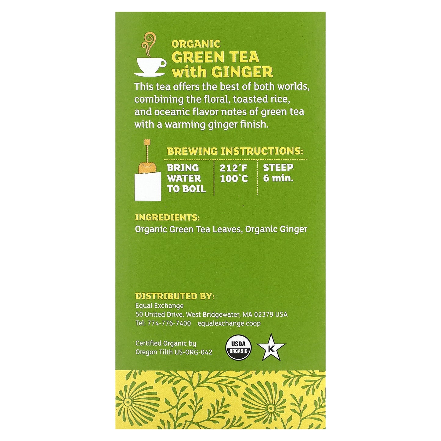 Equal Exchange, Organic Green Tea with Ginger, 20 Tea Bags, 1.05 oz (30 g)