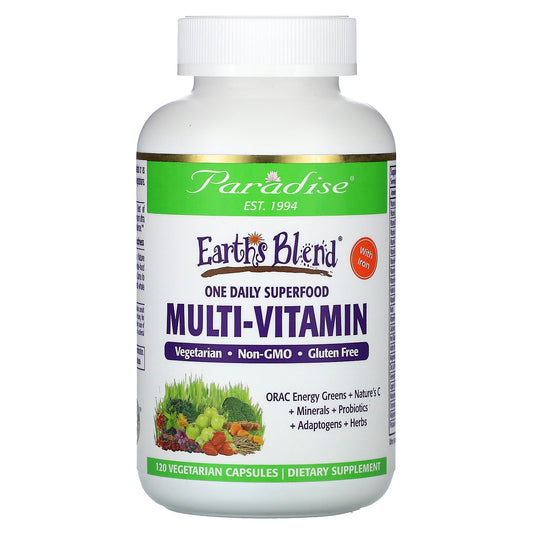 Paradise Herbs, Earth's Blend, One Daily Superfood Multi-Vitamin with Iron, 120 Vegetarian Capsules