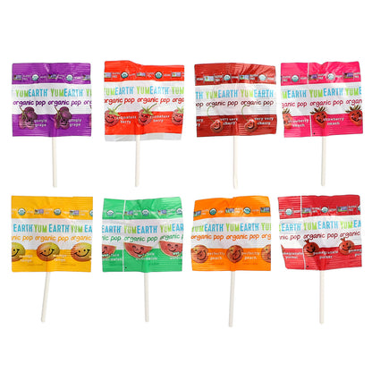 YumEarth, Organic Pops, Assorted Flavors, 50 Individually Wrapped Pops, 10.9 oz (310 g)