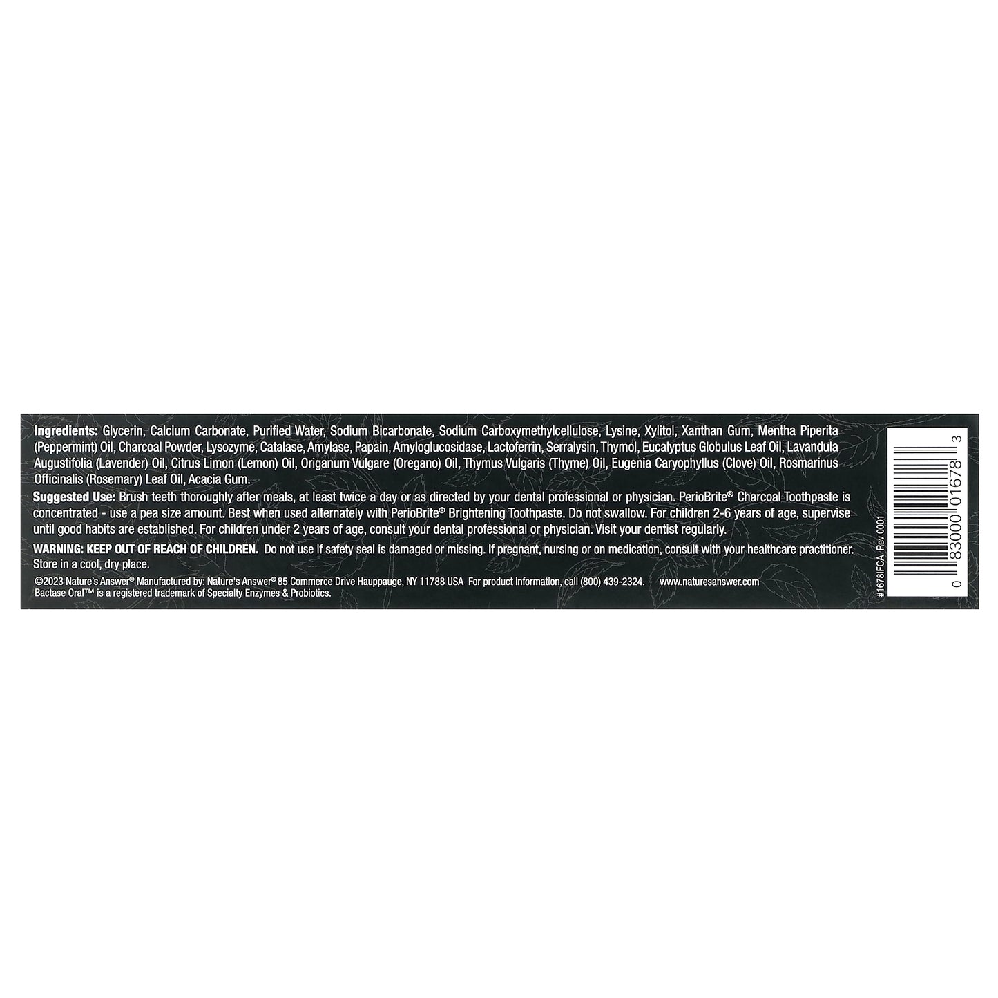 Nature's Answer, PerioBrite Charcoal Toothpaste, Peppermint, 4 oz (113.4 g)
