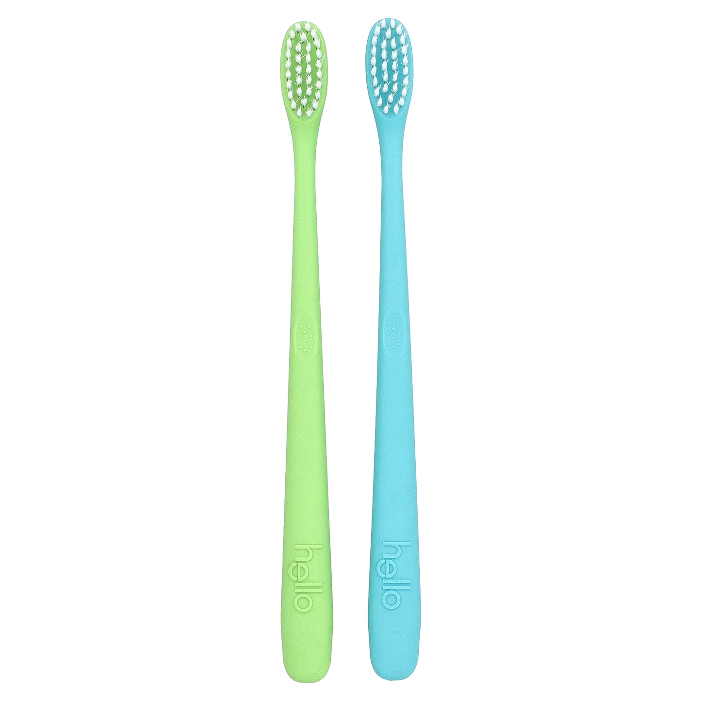 Hello, Toothbrushes, Soft, Green/Blue, 2 Toothbrushes